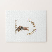 Happy Easter brown bunny with eggs love add name  Legpuzzel (Horizontaal)