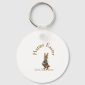 Happy Easter brown bunny with eggs love add name  Sleutelhanger (Voorkant)