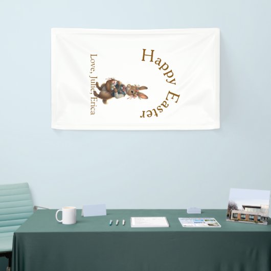 Happy Easter brown bunny with eggs love add name  Spandoek (Beurs)