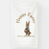 Happy Easter brown bunny with eggs love add name  Spandoek (Verticaal)