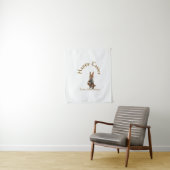 Happy Easter brown bunny with eggs love add name  Wandkleed (In situ)