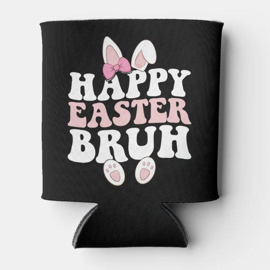 Happy Easter Bruh Bro Bunny Egg Hunt Groovy Retro Blikjeskoeler (Voorkant)