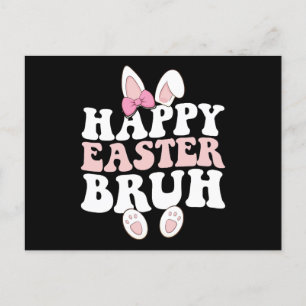 Happy Easter Bruh Bro Bunny Egg Hunt Groovy Retro Briefkaart