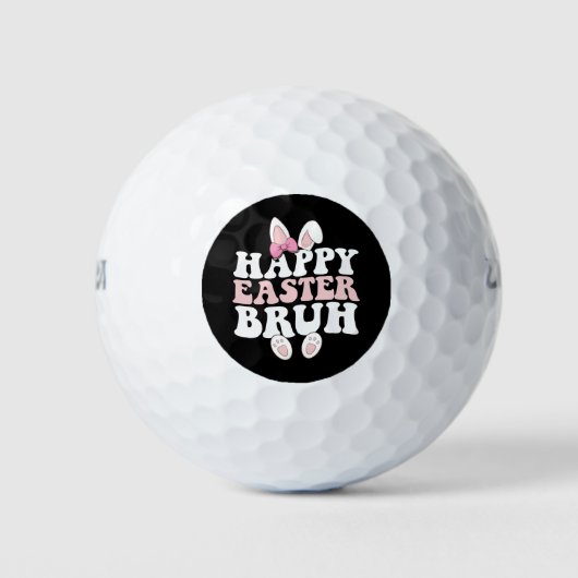 Happy Easter Bruh Bro Bunny Egg Hunt Groovy Retro Golfballen (Voorkant)
