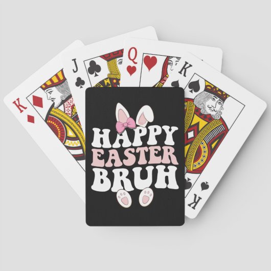 Happy Easter Bruh Bro Bunny Egg Hunt Groovy Retro Pokerkaarten (Achterkant)