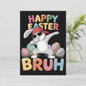 Happy Easter Bruh Bro Funny Dabbing Bunny Rabbit Kaart (Staand voorkant)