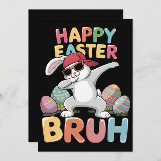 Happy Easter Bruh Bro Funny Dabbing Bunny Rabbit Kaart (Voorkant / Achterkant)