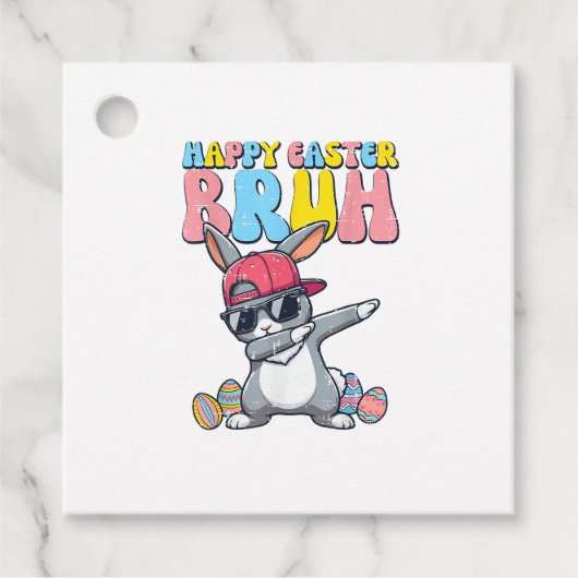 Happy Easter Bruh Bunny Dab Rabbit Dance Boys Kids Bedankjes Labels (Voorkant)