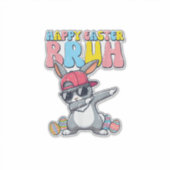Happy Easter Bruh Bunny Dab Rabbit Dance Boys Kids Sticker (Voorkant)
