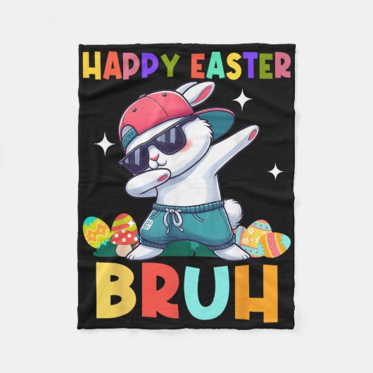 Happy Easter Bruh Bunny Dab Rabbit Dance Boys Kind Fleece Deken (Voorkant)