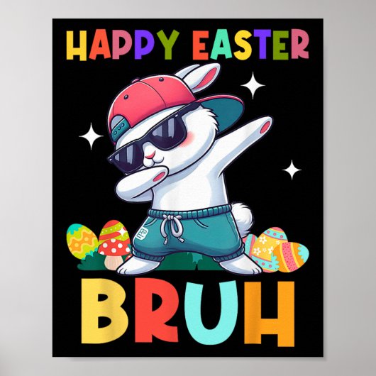 Happy Easter Bruh Bunny Dab Rabbit Dance Boys Kind Poster (Voorkant)