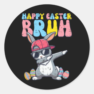 Happy Easter Bruh Bunny Dab Rabbit Dance Boys Kind Ronde Sticker