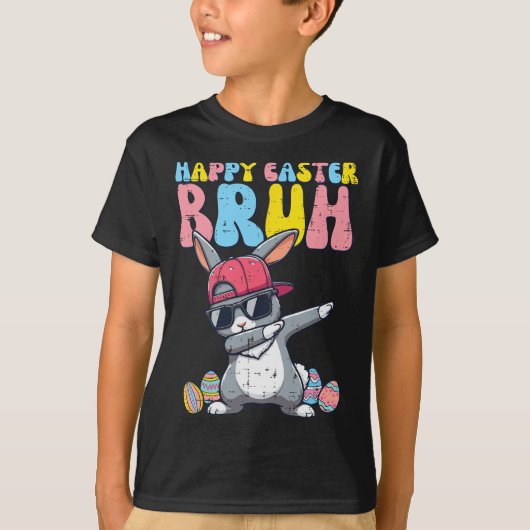 Happy Easter Bruh Bunny Dab Rabbit Dance Boys Kind T-shirt (Voorkant)