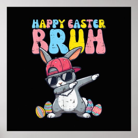Happy Easter Bruh Bunny Dab Rabbit Dance Poster (Voorkant)