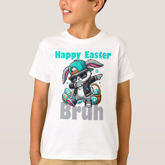 Happy Easter Bruh, Easter Bunny Dabbing  T-shirt (Voorkant)