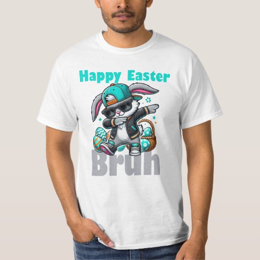 Happy Easter Bruh, Easter Bunny Dabbing  T-shirt (Voorkant)