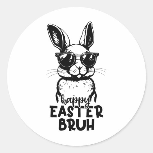 Happy Easter Bruh Funny Bunny Rabbit Easter Kinder Ronde Sticker (Voorkant)