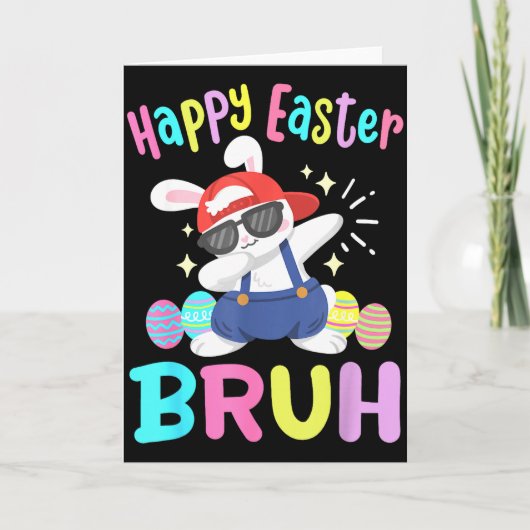 Happy Easter Bruh Funny Dabbing Bunny Dab Dance Ra Kaart (Voorkant)
