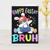 Happy Easter Bruh Funny Dabbing Bunny Dab Dance Ra Kaart (Gele Bloem)