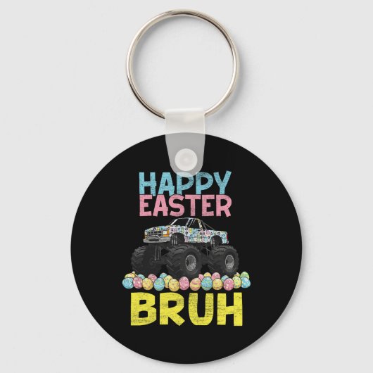 Happy Easter Bruh Funny Monster Truck Bunny Eggs B Sleutelhanger (Voorkant)