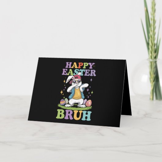 Happy Easter Bruh Grappig Dabbing Bunny Konijn Bro Bedankkaart (Voorkant)