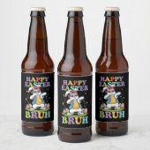 Happy Easter Bruh Grappig Dabbing Bunny Konijn Bro Bier Etiket (Flessen)