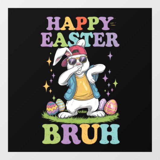 Happy Easter Bruh Grappig Dabbing Bunny Konijn Bro Raamsticker (Vel)