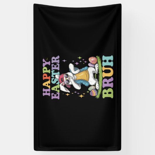 Happy Easter Bruh Grappig Dabbing Bunny Konijn Bro Spandoek (Verticaal)
