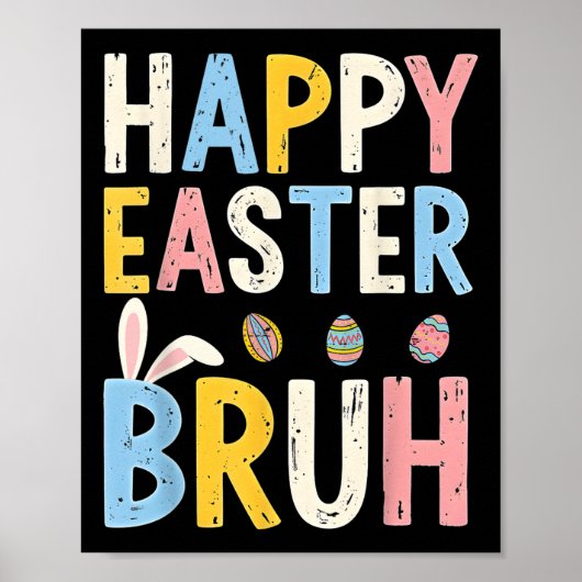 Happy Easter Bruh Meme Funny Bunny Bro Tiener Jong Poster (Voorkant)