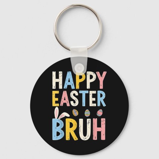 Happy Easter Bruh Meme Funny Bunny Bro Tiener Jong Sleutelhanger (Voorkant)
