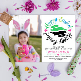 Happy Easter Brunch Egg Hunt Bunny Colorful Foto Kaart