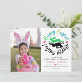 Happy Easter Brunch Egg Hunt Bunny Colorful Foto Kaart (Staand voorkant)