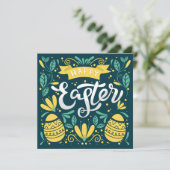 Happy Easter Brunch en Egg Hunt Folk Kaart (Staand voorkant)