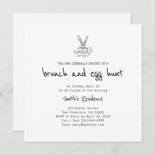 Happy Easter Brunch en Egg Hunt Kaart (Voorkant / Achterkant)