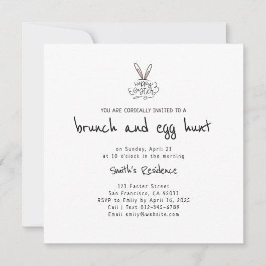 Happy Easter Brunch en Egg Hunt Kaart (Voorkant)