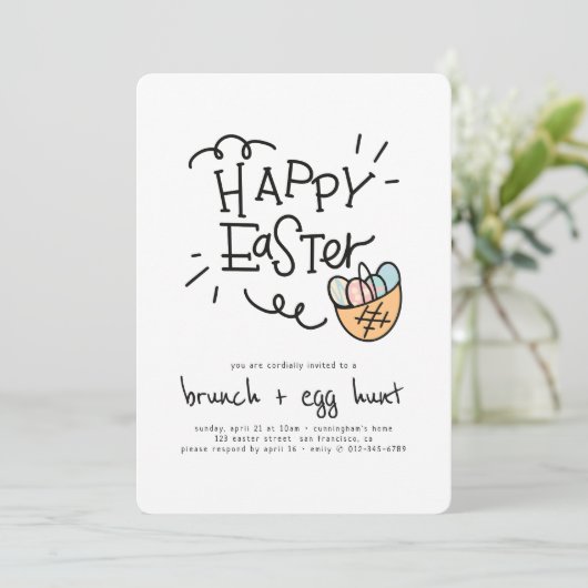 Happy Easter Brunch en Egg Hunt Kaart (Staand voorkant)
