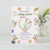 Happy Easter Brunch en Egg Hunt Uitnodiging (Staand voorkant)