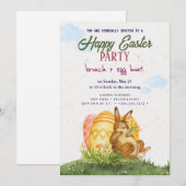 Happy Easter Brunch en Egg Hunt Uitnodiging (Voorkant / Achterkant)
