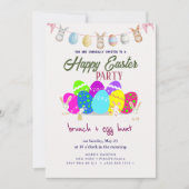 Happy Easter Brunch en Egg Hunt Uitnodiging (Voorkant)