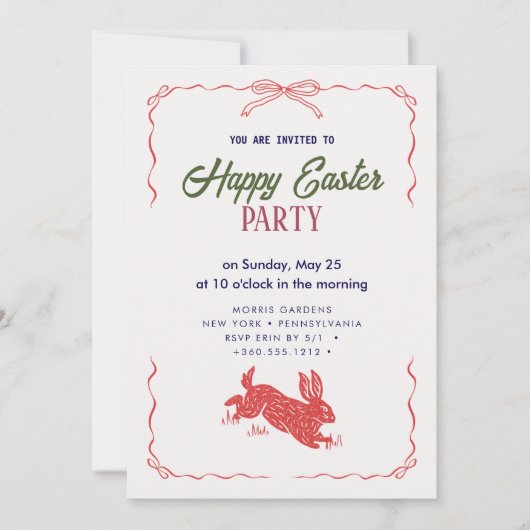 Happy Easter Brunch en Egg Hunt Uitnodiging (Voorkant)