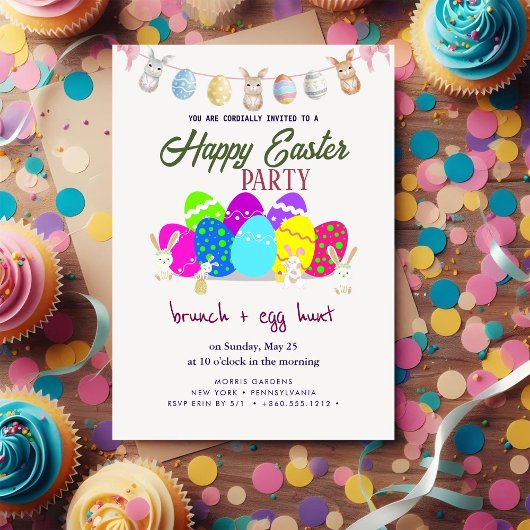 Happy Easter Brunch en Egg Hunt Uitnodiging