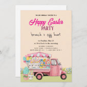 Happy Easter Brunch en Egg Hunt Uitnodiging (Voorkant / Achterkant)