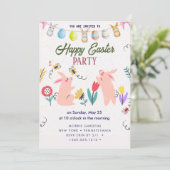 Happy Easter Brunch en Egg Hunt Uitnodiging (Staand voorkant)