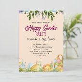 Happy Easter Brunch en Egg Hunt Uitnodiging (Staand voorkant)