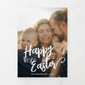 Happy Easter Brusch Script Multi Photo Drieluik Wenskaart (Cover)