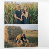 Happy Easter Brusch Script Multi Photo Drieluik Wenskaart (Binnenzijde eerst)