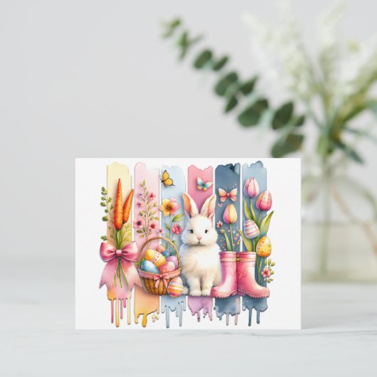 Happy Easter Brush Stroke Briefkaart (Staand voorkant)