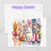 Happy Easter Brush Stroke Briefkaart (Voorkant / Achterkant)