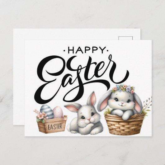 Happy Easter Bunnies Briefkaart (Voorkant / Achterkant)