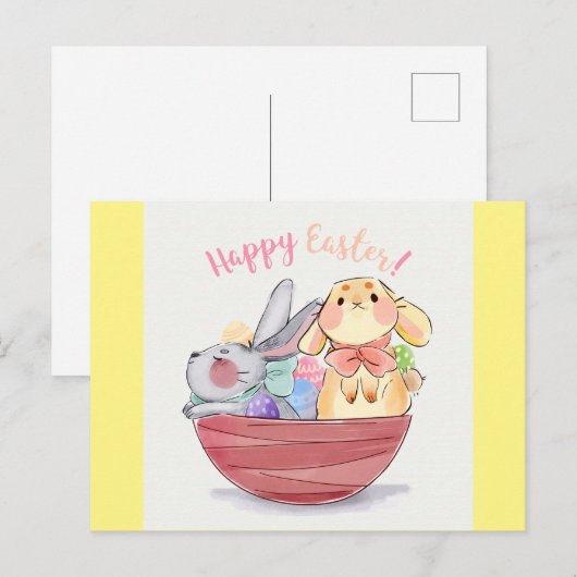 Happy Easter Bunnies Briefkaart (Voorkant / Achterkant)